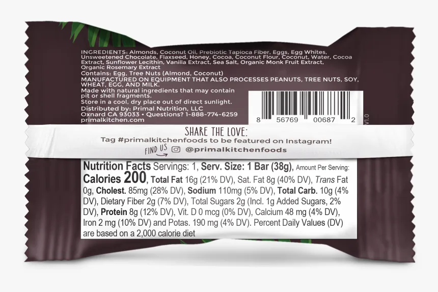 protein bar ingredient label