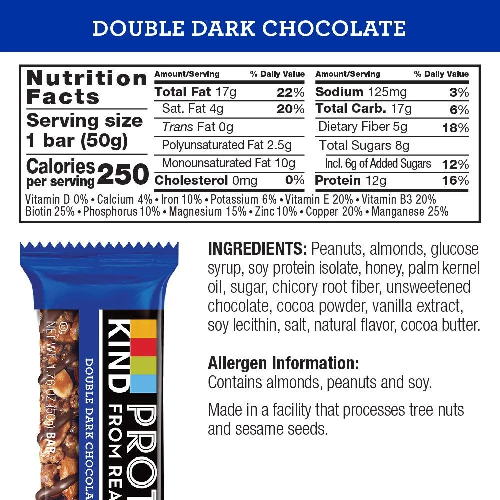 protein bar label ingredients