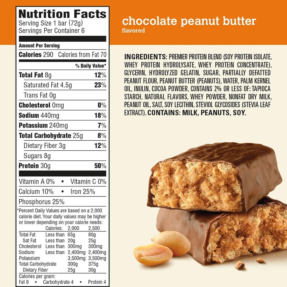 protein bar nutrition label